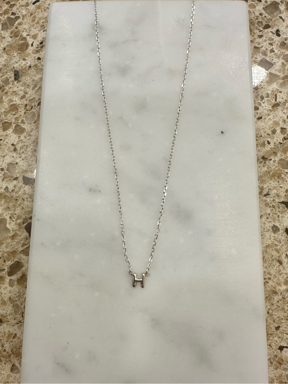 Dainty bubble letter H necklace